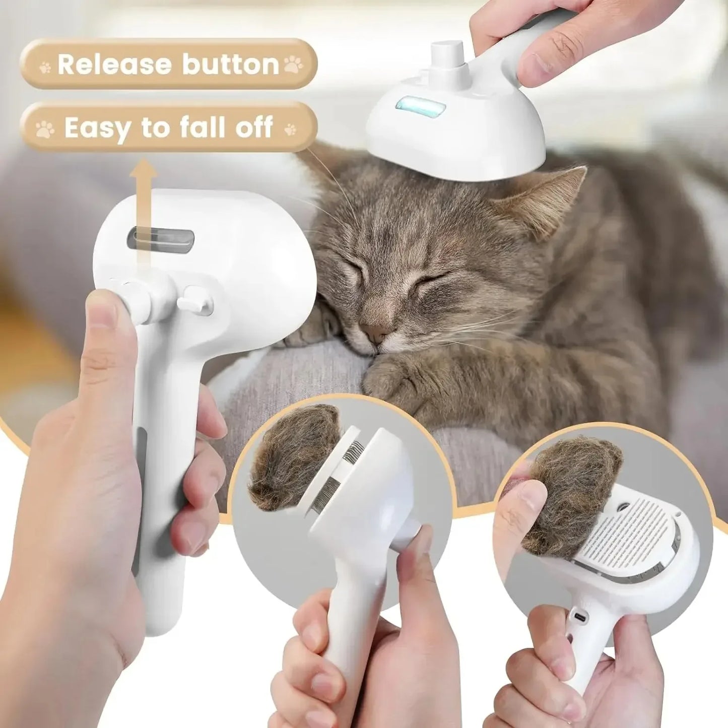 Steam brush for pets