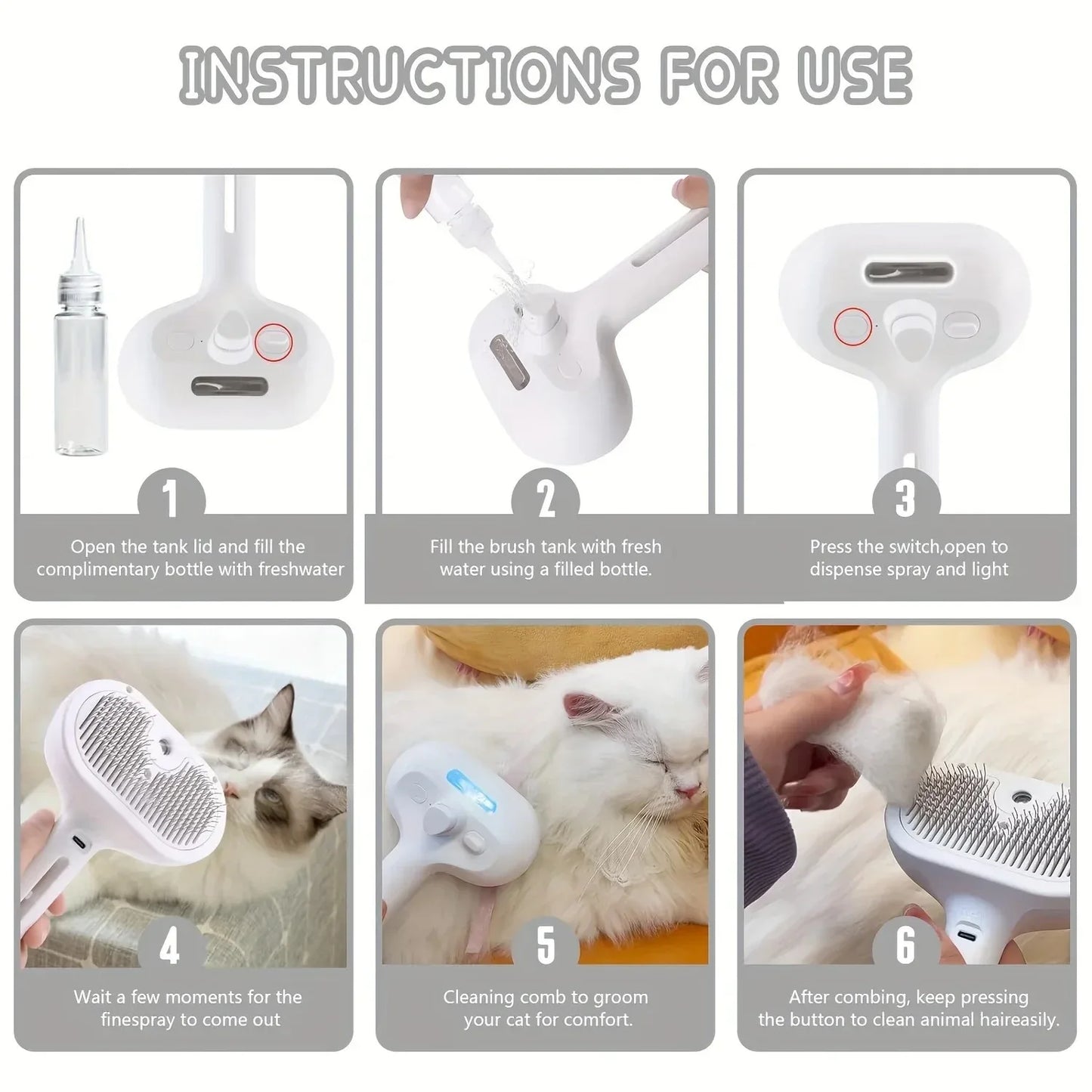 Steam brush for pets